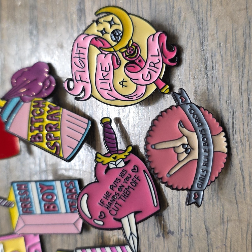 Girl Power Enamel Pins Set Of 8 - Picture 2 of 3